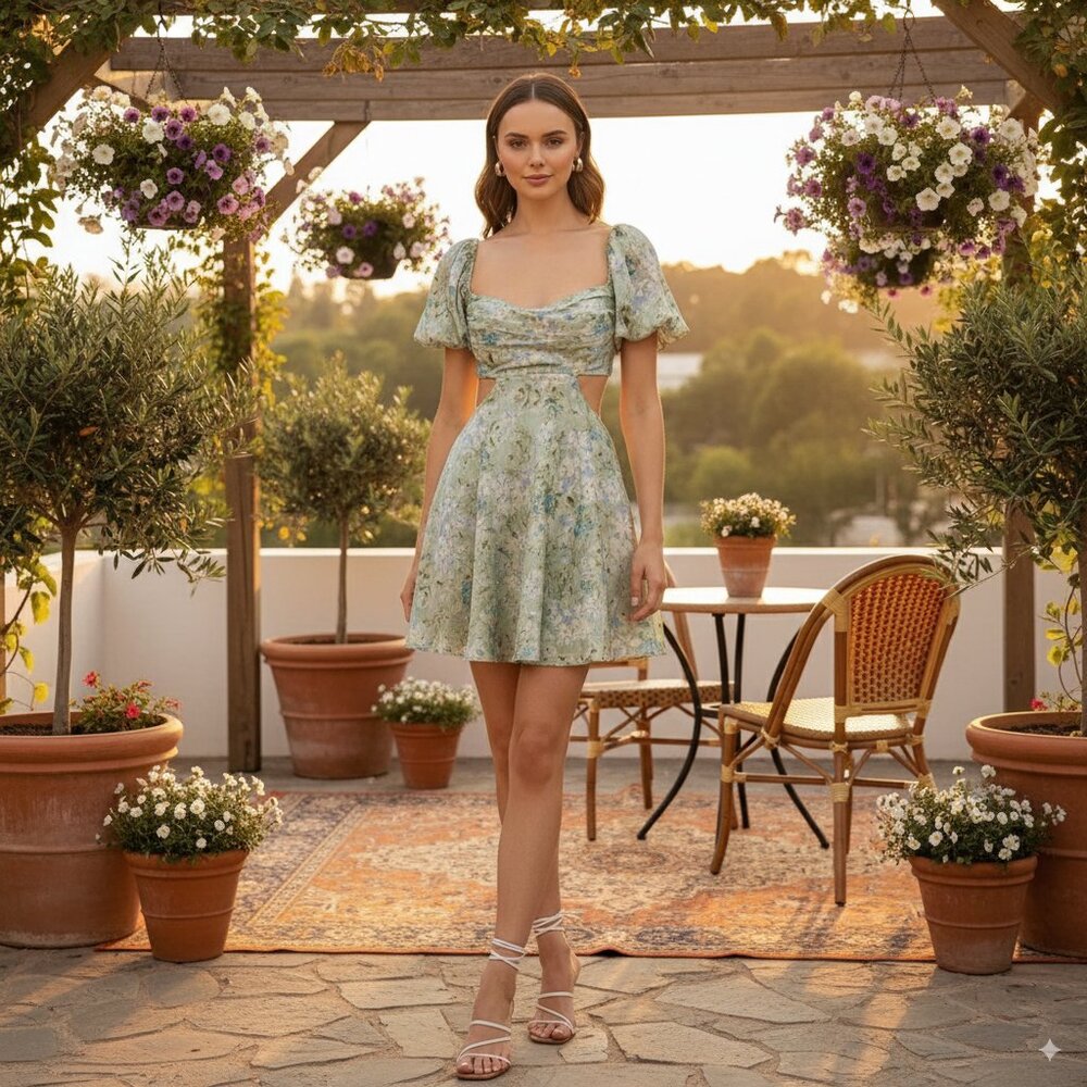 NWT ASTR THE LABEL | CLARITA DRESS | GREEN BLUE FLORAL